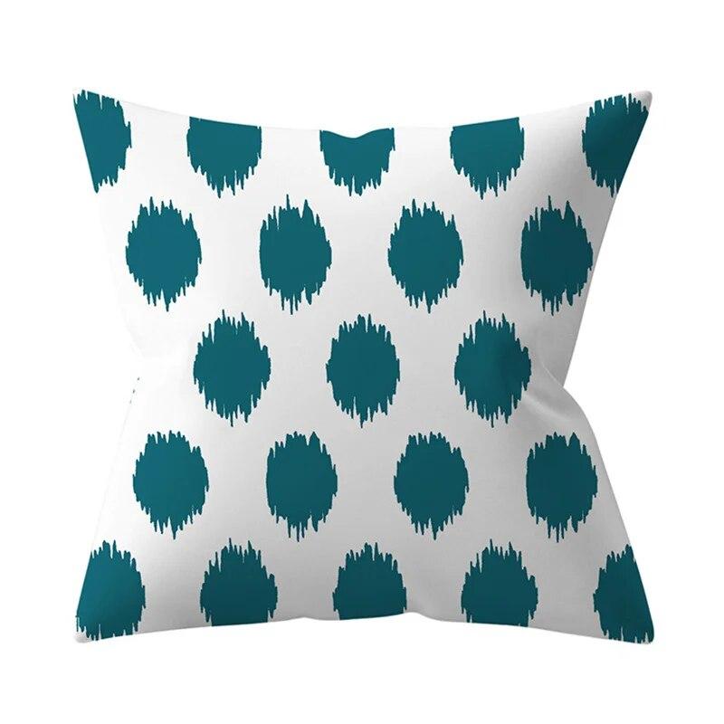 45x45cm Blue Green Leaf Floral Plant Geometric Pillow Cover Sofa Seat Office Lumbar Cushion   Home Decor