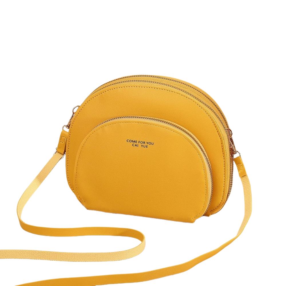 

Waterproof Multiple Zip Pockets Shoulder Bag Retro Phone Bag Gift PU Leather Crossbody Bag Outdoor жёлтый