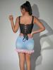 Rose Beauty A  Square Neck Overbust Hook And Eye Front Jacquard Print Lace Up Back Backless Corset Shapewear Crop Cami Top