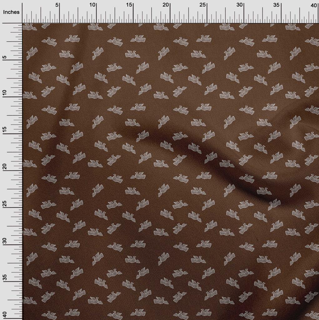 oneOone Tissu Coton Flex Marron Pois & Oiseau Bloc Tissu à Coudre au Mètre Imprimé Fournitures de Couture pour Vêtements DIY 40 Pouces