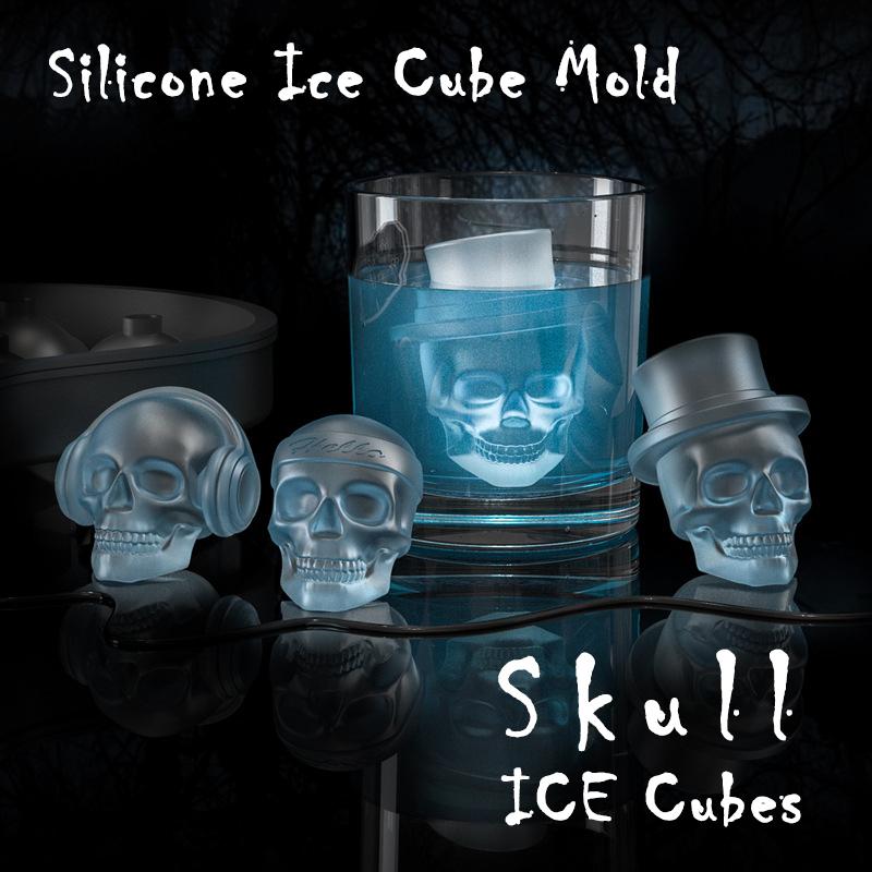 Silicone Mold Ice Mold Whiskey Cocktails Beverages Iced Coffee Bear Rose Pistol Shape Ice Bar Tool Skull Silicone Ice Cube Mold