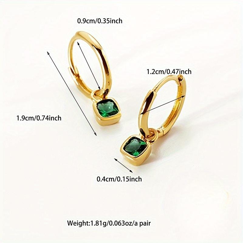 A Pair of Simple and Elegant Retro Geometric Green Square Earrings, Women's Earrings and Earrings, Preferred for Friends' Gatherings