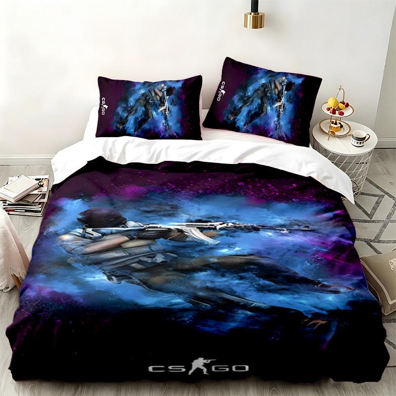 CS go 3-teiliges Set Perfekt für das Schlafzimmer Gemütliches Bettwäsche-Set enthält einen Bettbezug und zwei Kissenbezüge Ideales Geburtstags- oder Weihnachtsgeschenk
