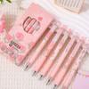 6Pcs/Box Pink Tulip Gel Pen Large Capacity Press Pen New Black Ink Pen  Student