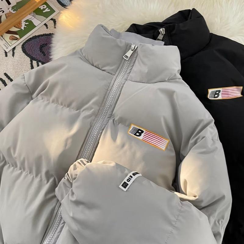 Vintage Flag Embroidered Bread Clothes Jacket Women's High Street Brand Thickened Couple Cotton Clothes Cotton Clothes Winter