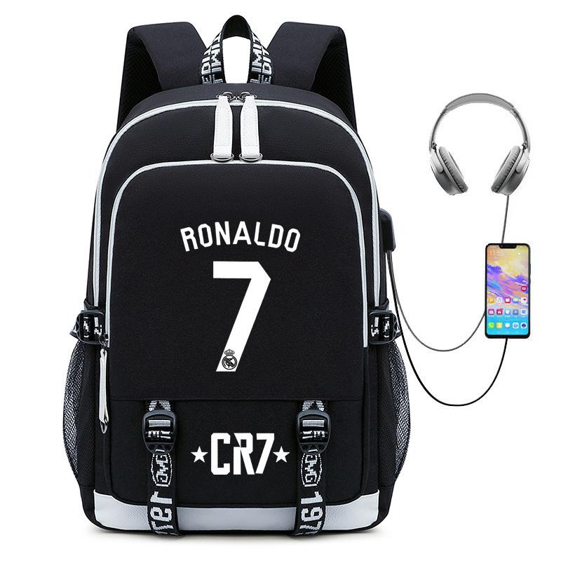Football Star Collection Teen Primary And Secondary School Student School Bag Usb Men'S And Women'S Casual Backpack