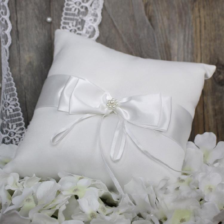 Unique Pearls Rings Bearer Pillow Cushion Bows for Proms, Anniversaries, Ceremonies, Wedding Embellishments