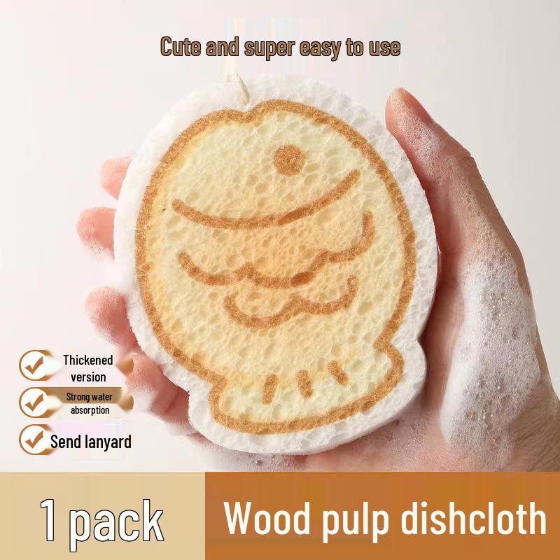Compressed Wood Pulp Sponge: Absorbent, Expandable, Non-Stick Dishwashing Wipe for Kitchen Cleaning