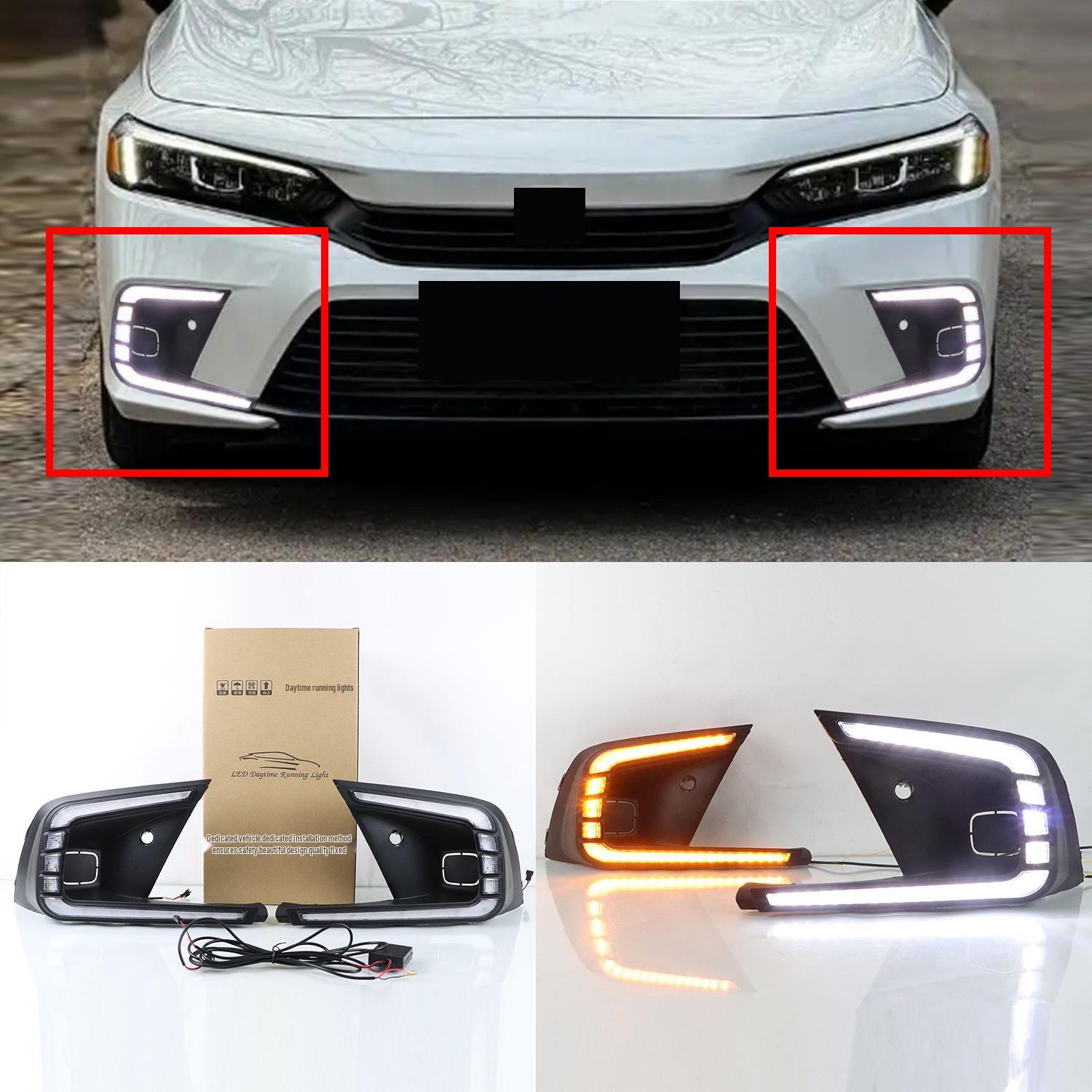 Compatible with Honda Civic 11th Gen (2021-2024) Daytime Running Lights: Three-Color Flowing Light
