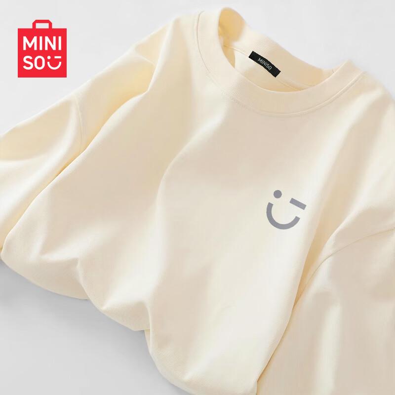 MINISO Women s 2026 Spring/Autumn Loose Fit Pure Cotton Long Sleeve T-Shirt L