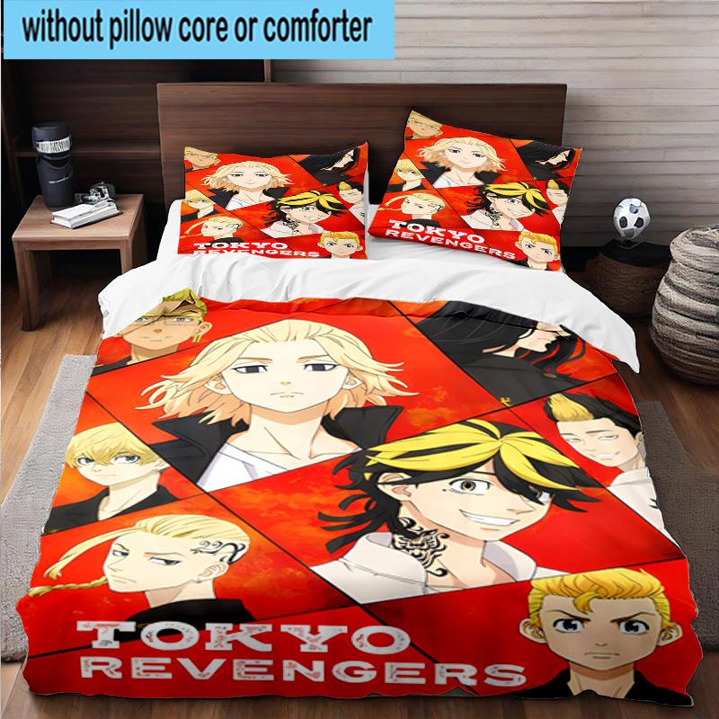 3PCS Tokyo anime 3pcs Bedding,Including 3PCS Duvet Cover And 2pcs Pillowcases Perfect for Christmas,Ideal for Bedroom, Dormitory