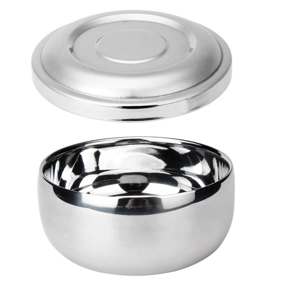 Buy ZY Fashion Stainless Steel Double Layer Shaving Mug Lid Bowl Cup
