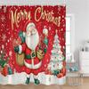 Cute Snowman Christmas Shower Curtain Winter Forest Xmas Trees Snow Lights New Year Home Bathroom Decor Bath Curtains With Hooks