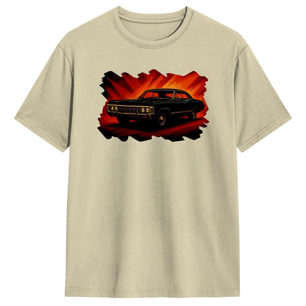 Unisex TShirt IMPALA SPN Impala Supernatural Vintage Cotton Tees Short Sleeve T Shirt Crewneck Clothing Summer