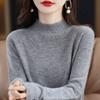 Women Viscose Knit Sweater Soft Stretchy Women's Sweater Long Sleeve Mid Collar Pullover Knit Top for Daily Wear Lightweight
