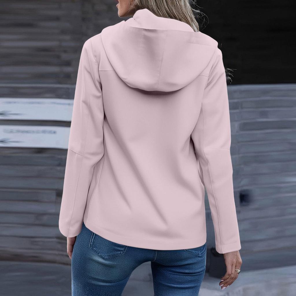 Women's Softshell Jacket Zip Up Adjustable Cuffs Windbreaker Waterproof Hooded Jacket Outdoor Hiking Outfits