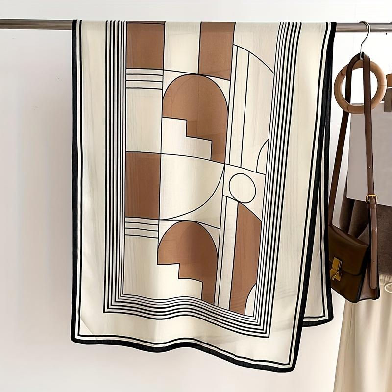 Stylish Striped Scarf Thin Breathable Soft Cozy Shawl Elegant Style Contrast Color Windproof Scarf For Women