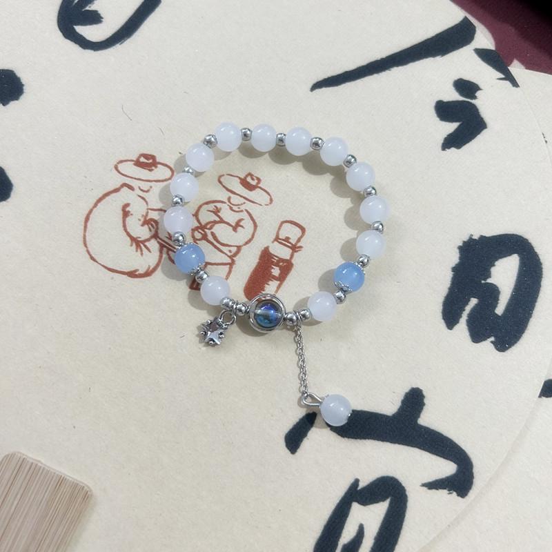 Vintage-Inspired Beaded Bracelet with Elastic Rope - Sweet Glass Beads for Girls