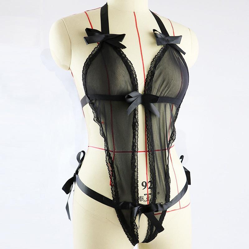 Sexy Black lace Babydoll Lingerie Underwear Sleepwear Bikini Catsuit Stripper Jumpsuit One Size