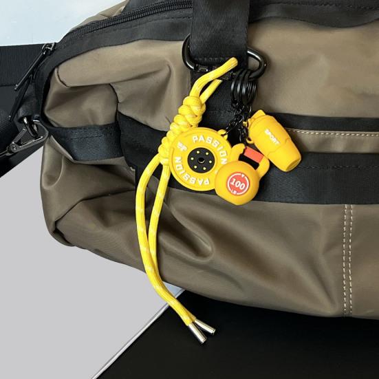 Fitness Keychain Weightlifting Fitness Equipment Charm with Keyring Weight Plate Dumbbell Key Chain Bag Backpack Charm Gift for Gym Enthusiasts