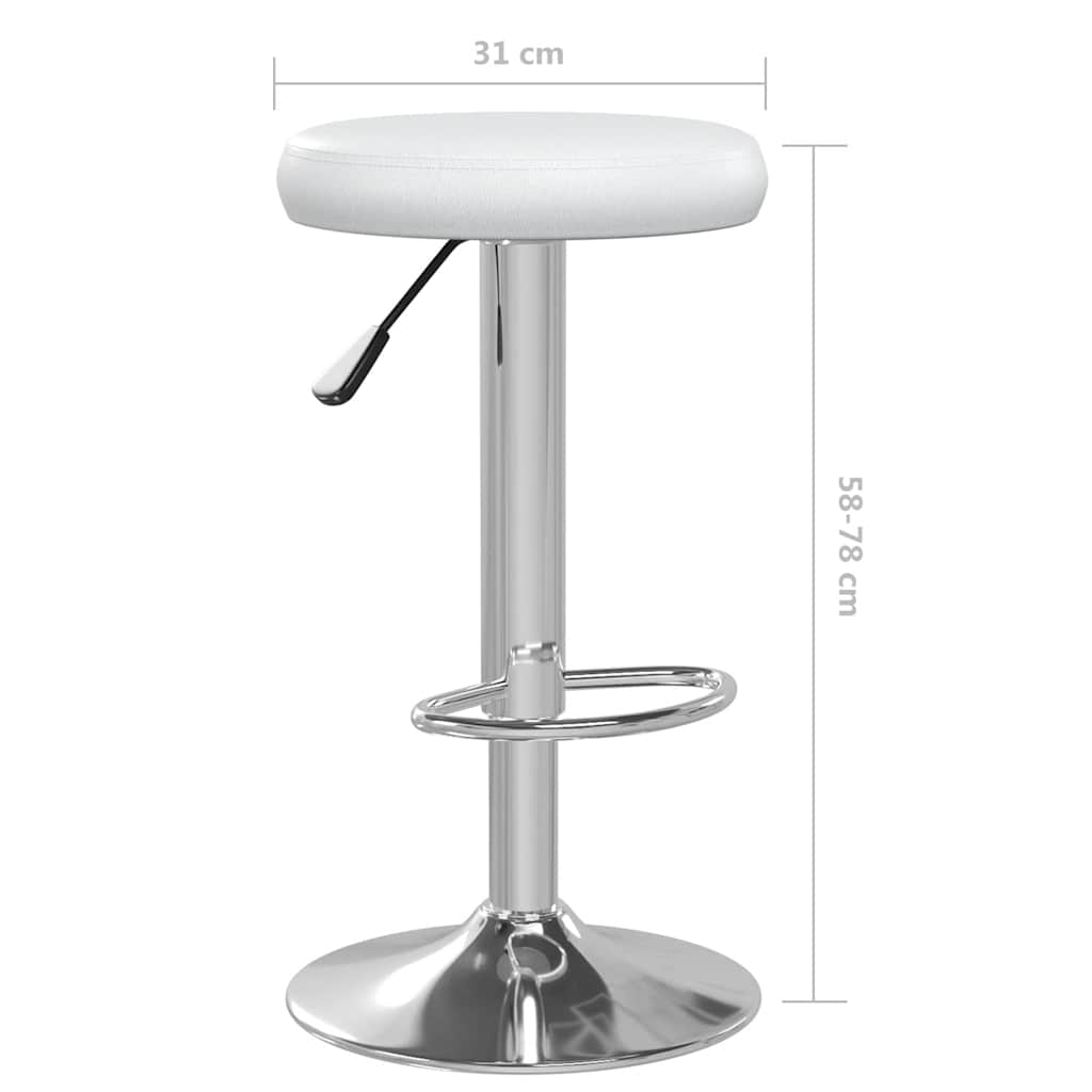 Bar Stool Set 2 Pcs White Faux Leather