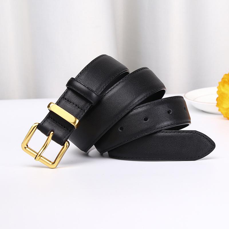 Fashion Simple And Versatile Trend Leather First Layer Cowhide Belt Women'S Light Luxury Style High-End Casual Pants Belt Women'S