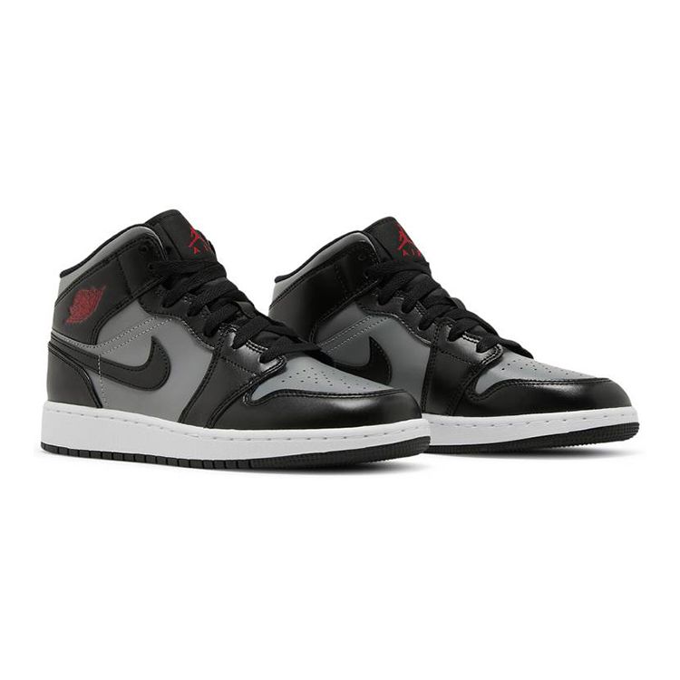 Air Jordan 1 Mid GS Shadow Kids Sneakers Grey Black Particle-Grey 554725-096