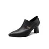 Pointed deep mouth single shoes women's spring new simple temperament first layer sheepskin high heels thick heel women's fashion shoes
