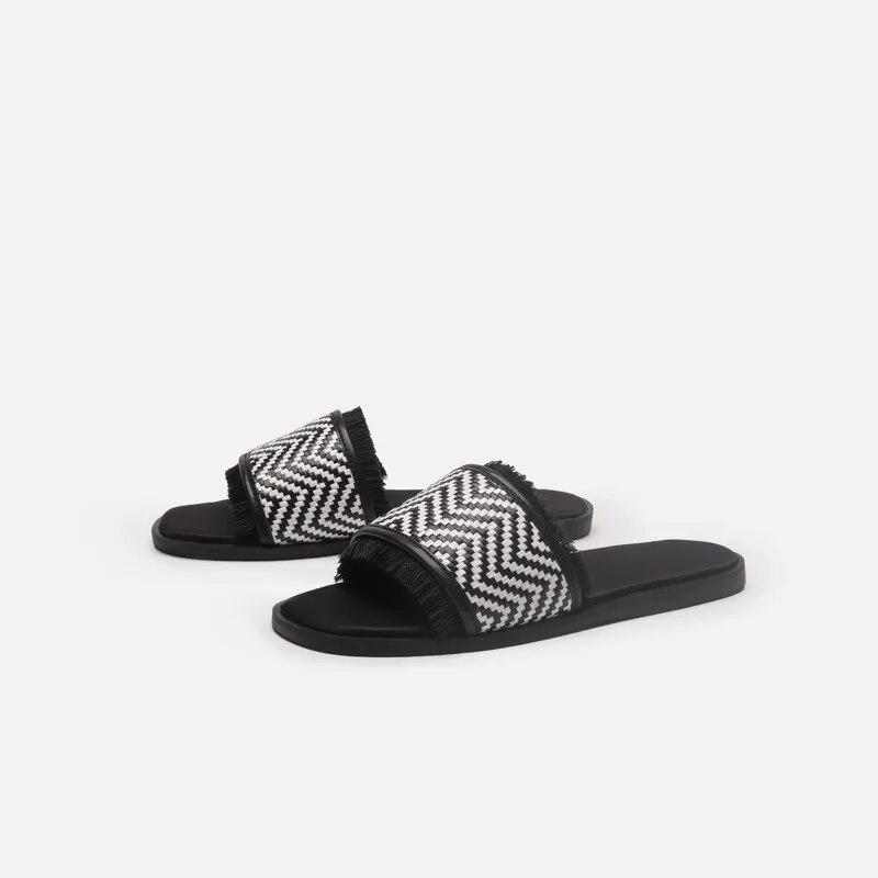 2024 женские летние соломенные дорожные тапочки — фото 3