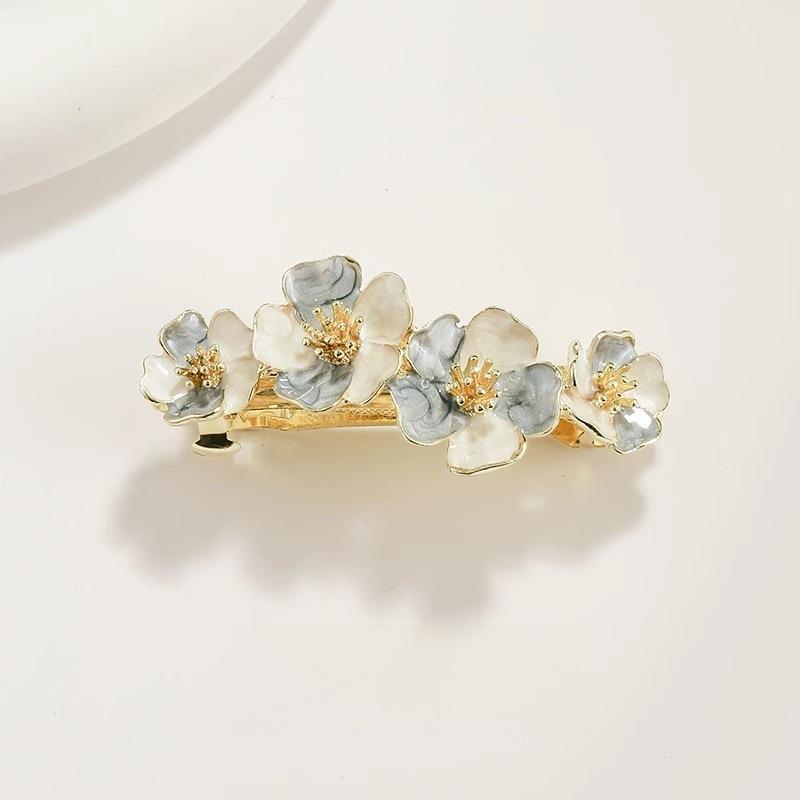 Exquisite Design Sense Flower Vertical Hair Clip, Women's Flower One-line Clip, Elegant Hair Clip At The Back of The Head