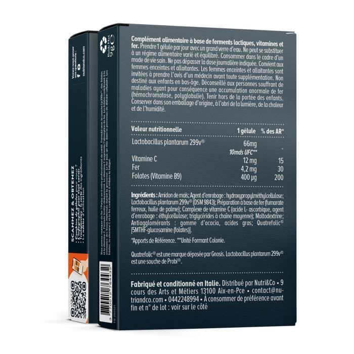 Fer bisglycinate - anti-fatigue &amp; carance - sans troubles digestifs - 30 gélules - nutri&amp;co