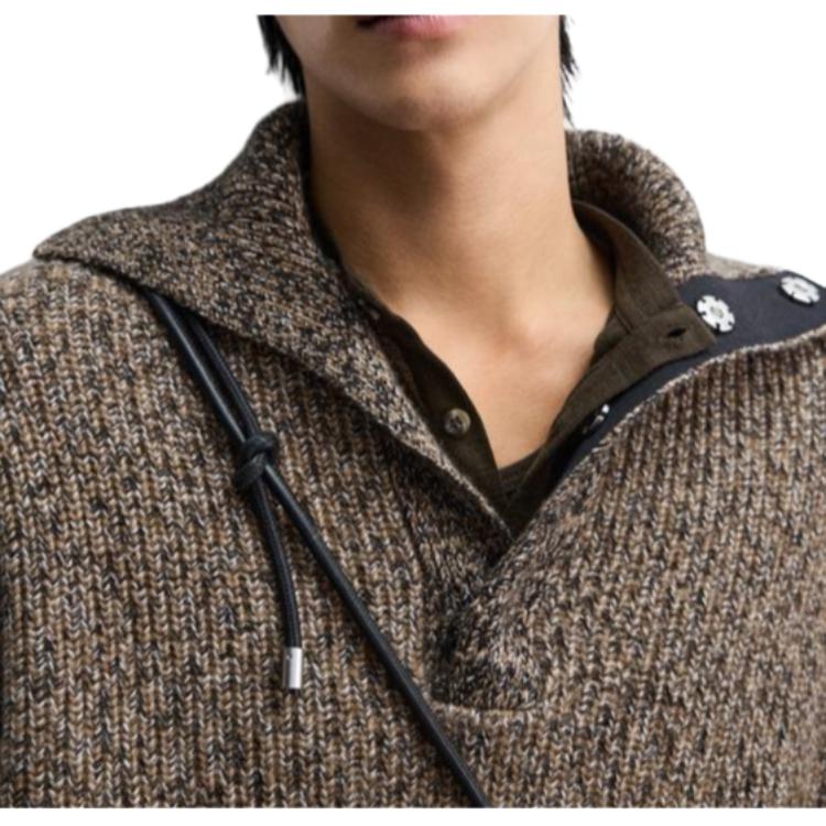 Zara Collaboration FW24 Solid Color Versatile High Neck Long Sleeve Knitted Sweater Men sweater 5755365700