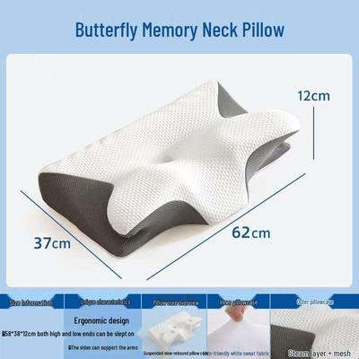 Cuscino Cervicale di Supporto per il Collo in Memory Foam a Farfalla - Design a Corno di Bue Non Collassabile