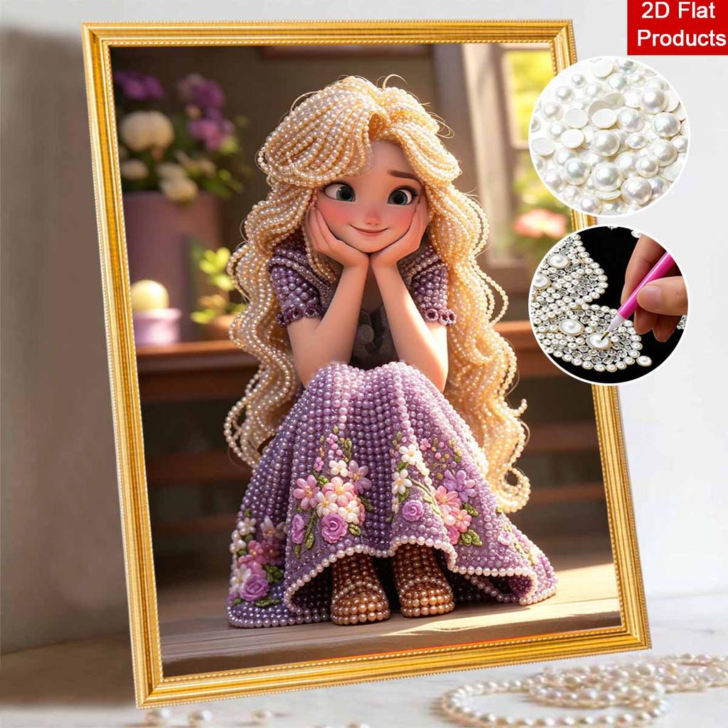 Disney Pearl Painting Handmade Rapunzel Pearl Kit Home Decoration Painting Flower Dress Art Craft Decor.