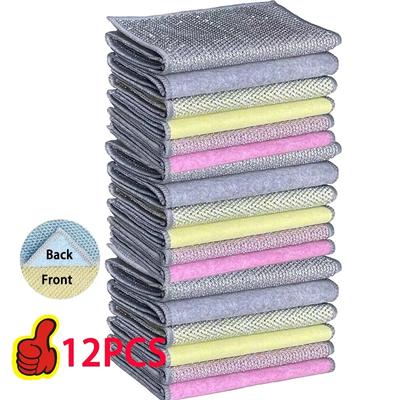 Chiffon de nettoyage en fil d'acier épais, anti-rayures, Double couche de fer en maille microfibre, chiffon de vaisselle, Pot de lavage, serviette de cuisine, 20/5 pièces