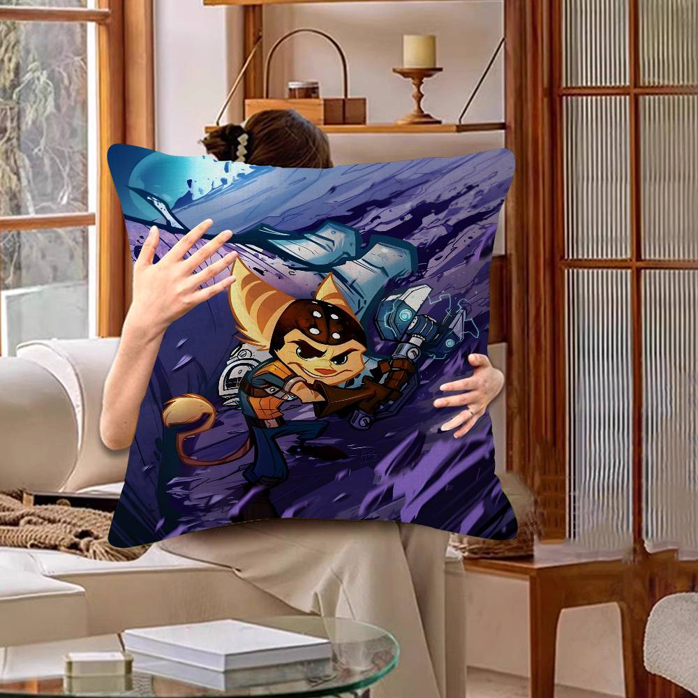 Cartoon R-Ratchet N C-Clank Maple Design Cushion Cover Happy Autumn Harvest Decor Holiday Decorati Pillow Cover