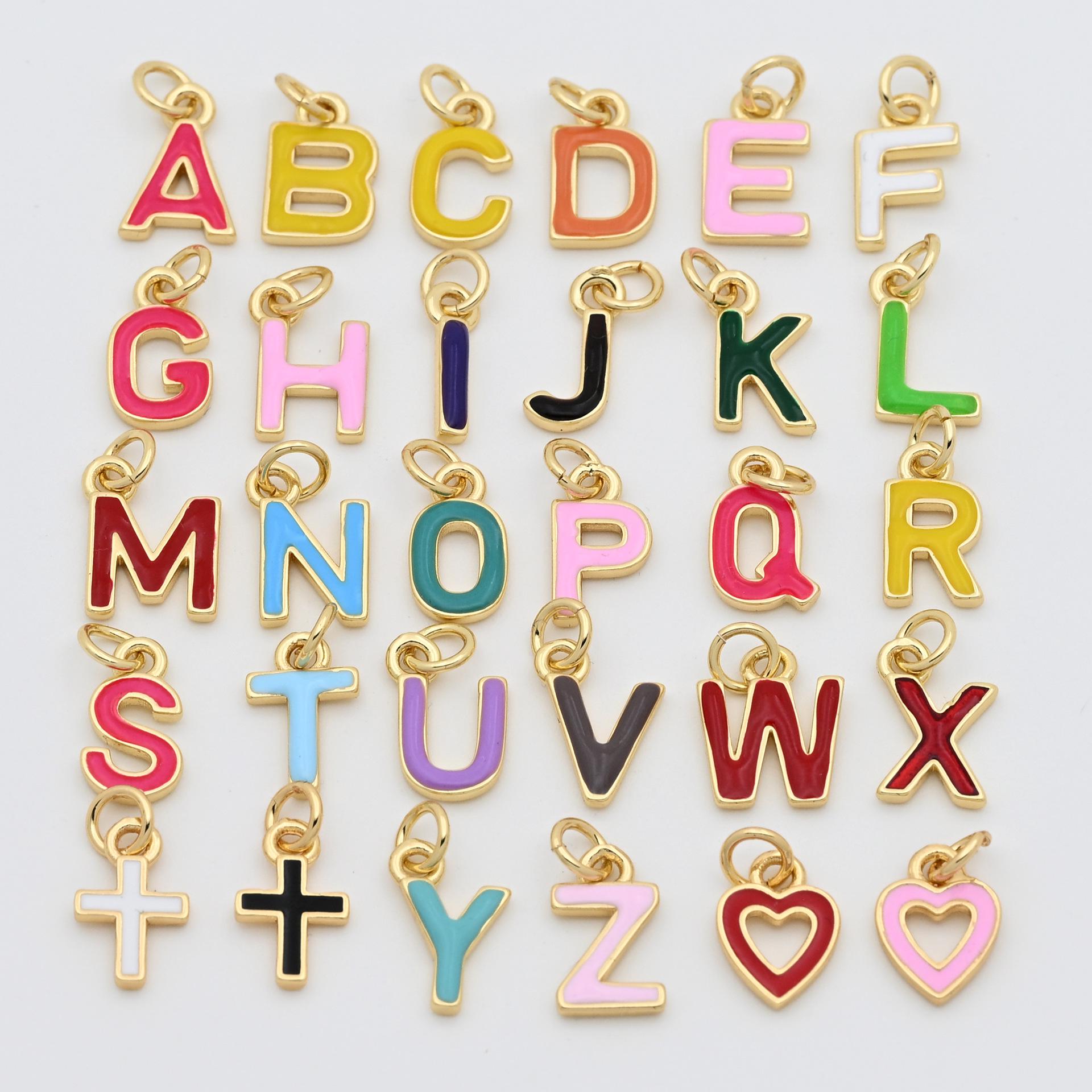 Colorful Dopamine Letter Pendants: 26 English Letters DIY Necklace Accessories Pink Heart