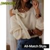 Women's Fashion Casual Solid Color Print Autumn Winter Long Sleeve Loose Sweaters