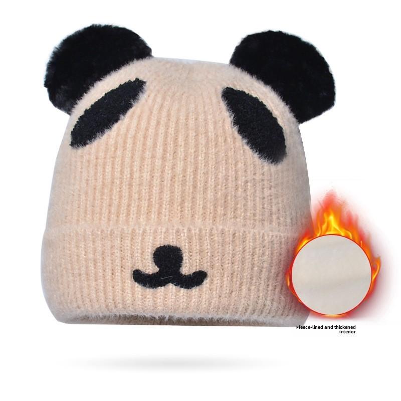 Soft Polyester Bear Knit Hat With Wind Resistant And Breathable Features For Women бежевый