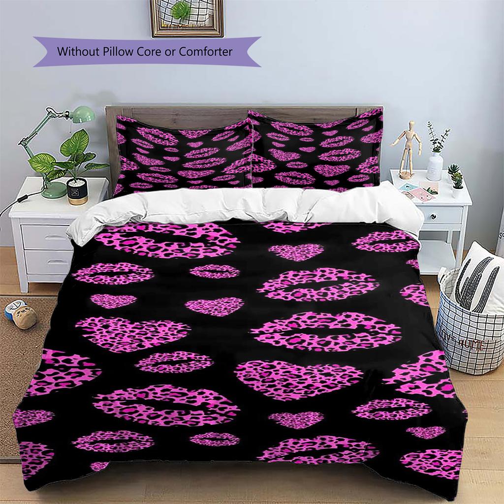 Leopard Art Pattern Bedding Set Quilt Cover Pillowcase Home Decor Gift (1 * duvet cover + 2 * pillowcase, without core)