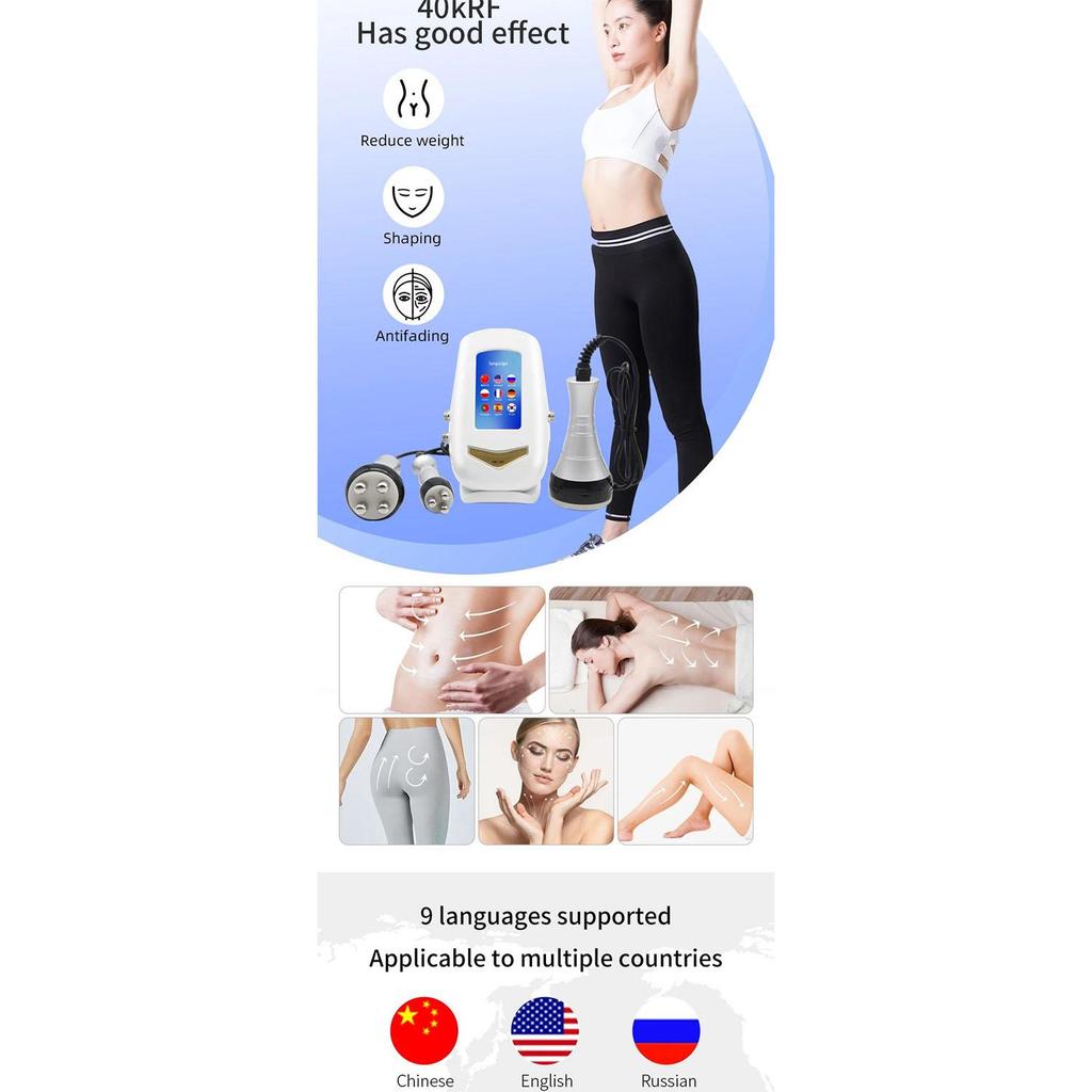 40K 4‑1 Ultrasonic RF Body Facial Care Massager Multipolar Skin Tightening Lifting Body Contouring Home Beauty Machine
