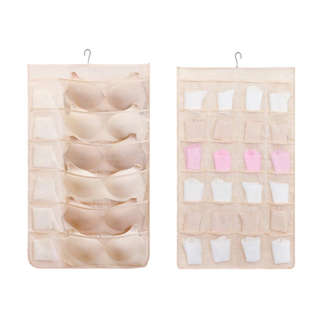 Mesh Hanging Double Sided Storage Organizer with Multiple Pockets for Underwear Socks and Small Clothing Items Space Saving Closet Hanging Storage
