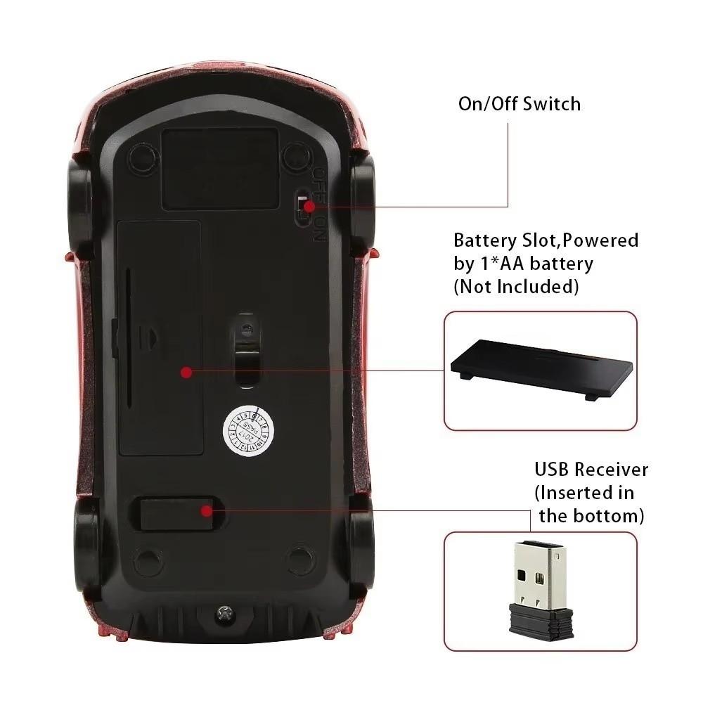 Creative 2.4GHz Wireless Car Mouse LED Light USB Receiver Computer Mouse 1200 DPI Gaming Mouse Computer Accessories