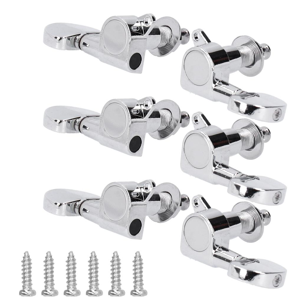Gitarre Locking Mechaniken Kopfknöpfe Stimmwirbel 3 links 3 rechts Musikinstrument Zubehör Silber