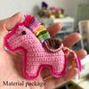Handmade DIY Rainbow Horse Zodiac Pony Pouch Doll Keychain Hanging Ornament DIY Fabric Package Knitting Present [Material Kit]