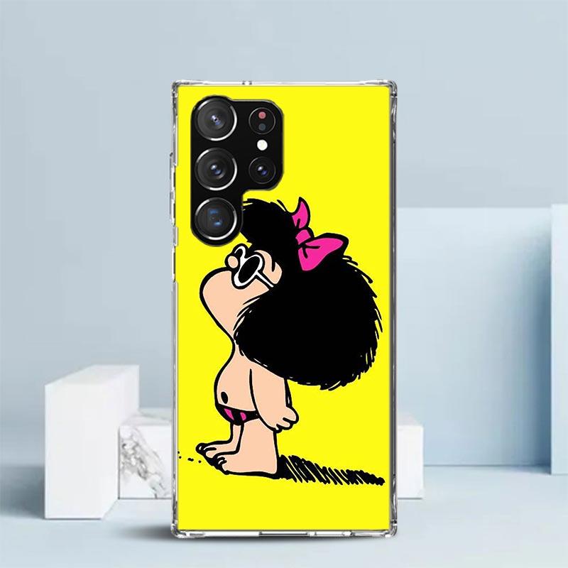 Cartoon Cute Mafalda Phone Case For Samsung Galaxy S24 S25 Edge S26 Ultra S22 S23 Plus S21 + S20 FE Soft TPU Back Cover Galaxy S