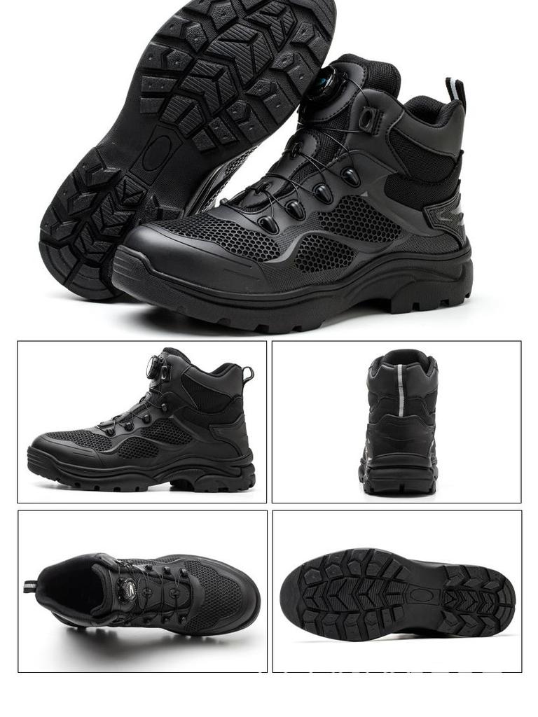 Cross-Border Steel Toe Work Boots: Anti-Smash, Anti-Puncture, High-Top Ankle Support for Men's Comfort and Durability.