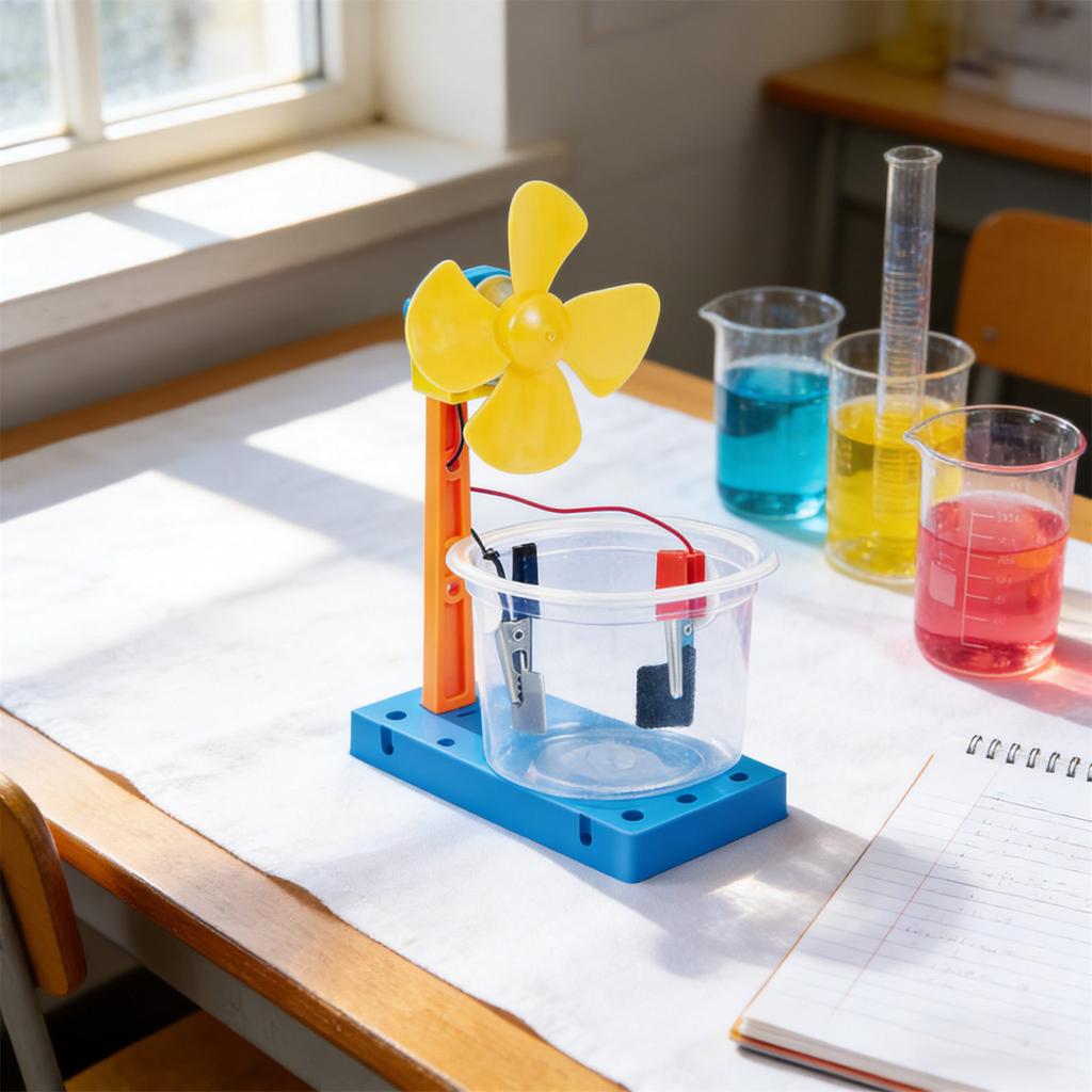 Hands on Salt Water Power Generation Fan Model Assembly Toy Children Educational Toy Teaching Tool for Science Lesson