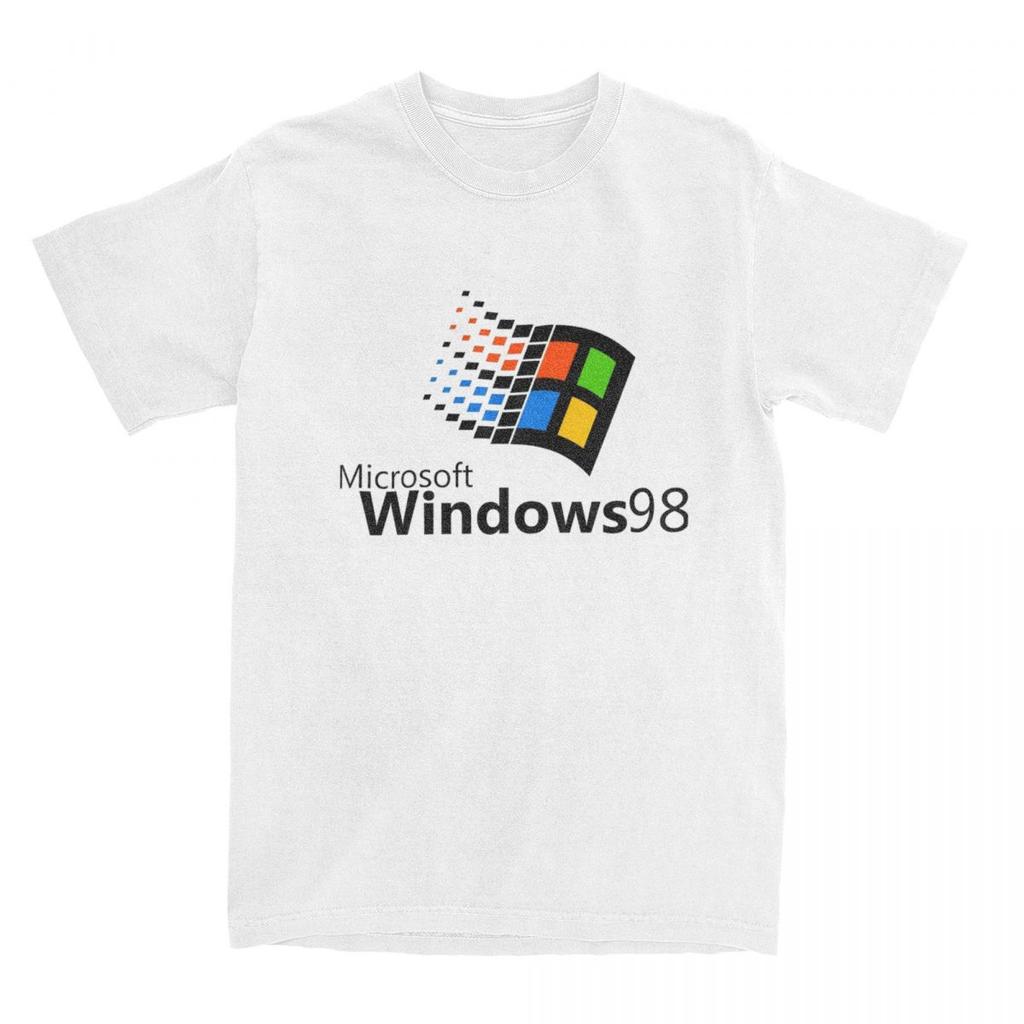 Windows 98 Vaporwave T-Shirt Computer System Harajuku T Shirts Short-Sleeve Tops Summer Cotton Breathable Plus Size 5XL Clothes
