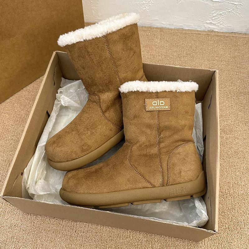 

Women s elastic thick-soled winter fur one warm cold padded snow boots non-slip wear casual sports cotton boots 40 верблюд